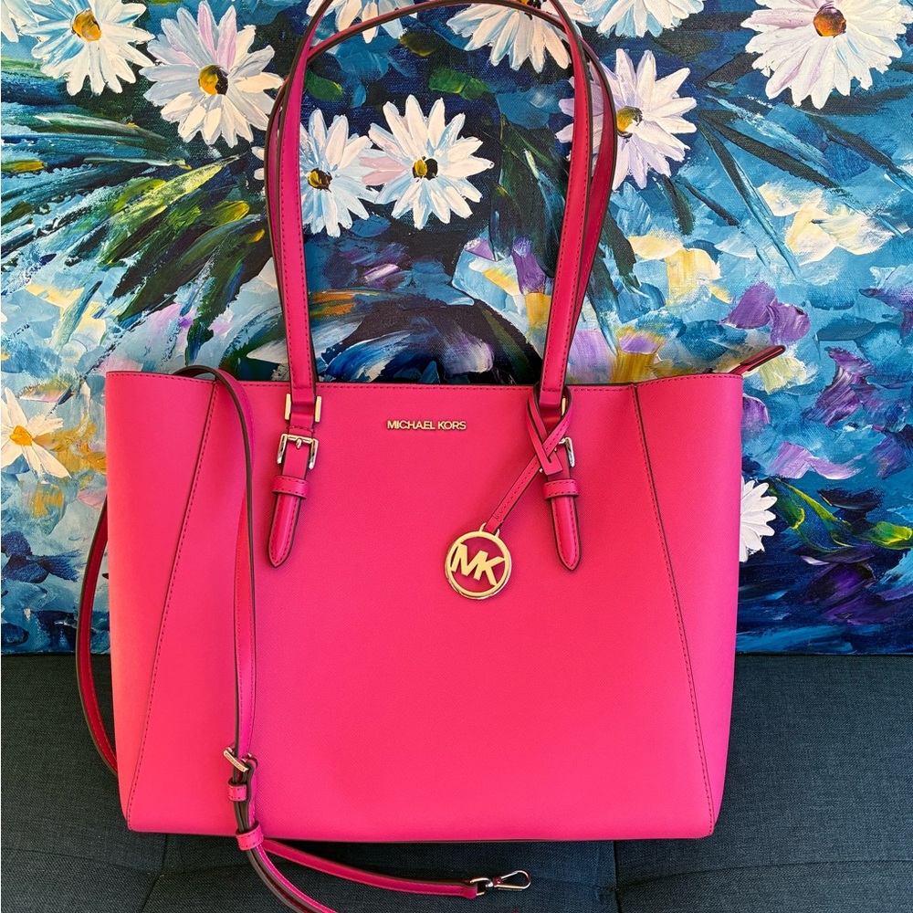 💖 Michael Kors Fuchsia Tote Bag Like New